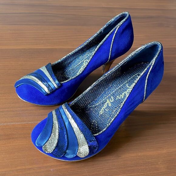 Irregular Choice Women's Royal Marriage Blue and Gold Heels US 7 / 38 - Picture 8 of 16